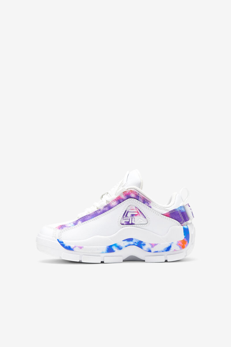 White / White Kids' Fila Big Grant Hill 2 Tie Dye Low Basketball Shoes | 6sACIvnOCCH