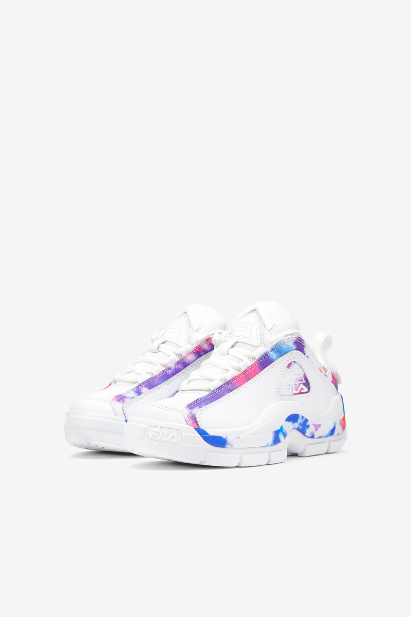 White / White Kids' Fila Big Grant Hill 2 Tie Dye Low Basketball Shoes | 6sACIvnOCCH