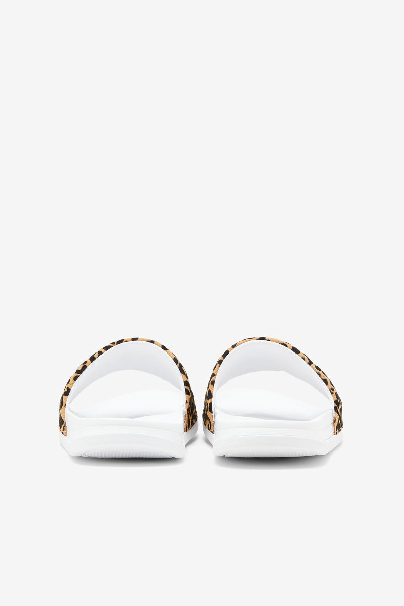 White / White / Leopard Women's Fila Drifter Luxe Wild Sandals | Ud1ZdweSCSE