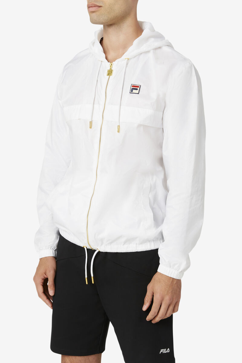 White / White Men's Fila Copper Hood Jacket Jackets | 3iHTSeD2oVW