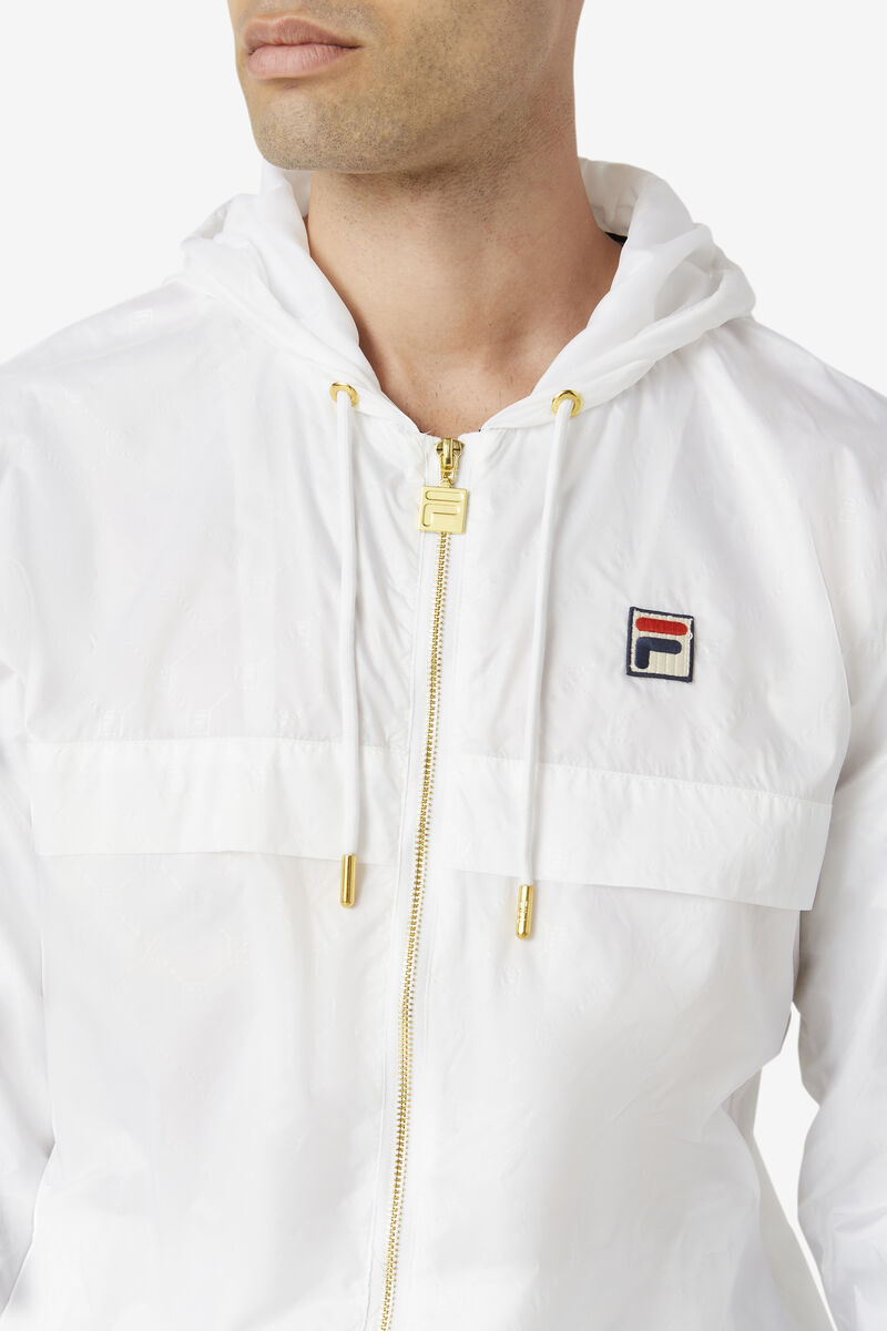 White / White Men's Fila Copper Hood Jacket Jackets | 3iHTSeD2oVW