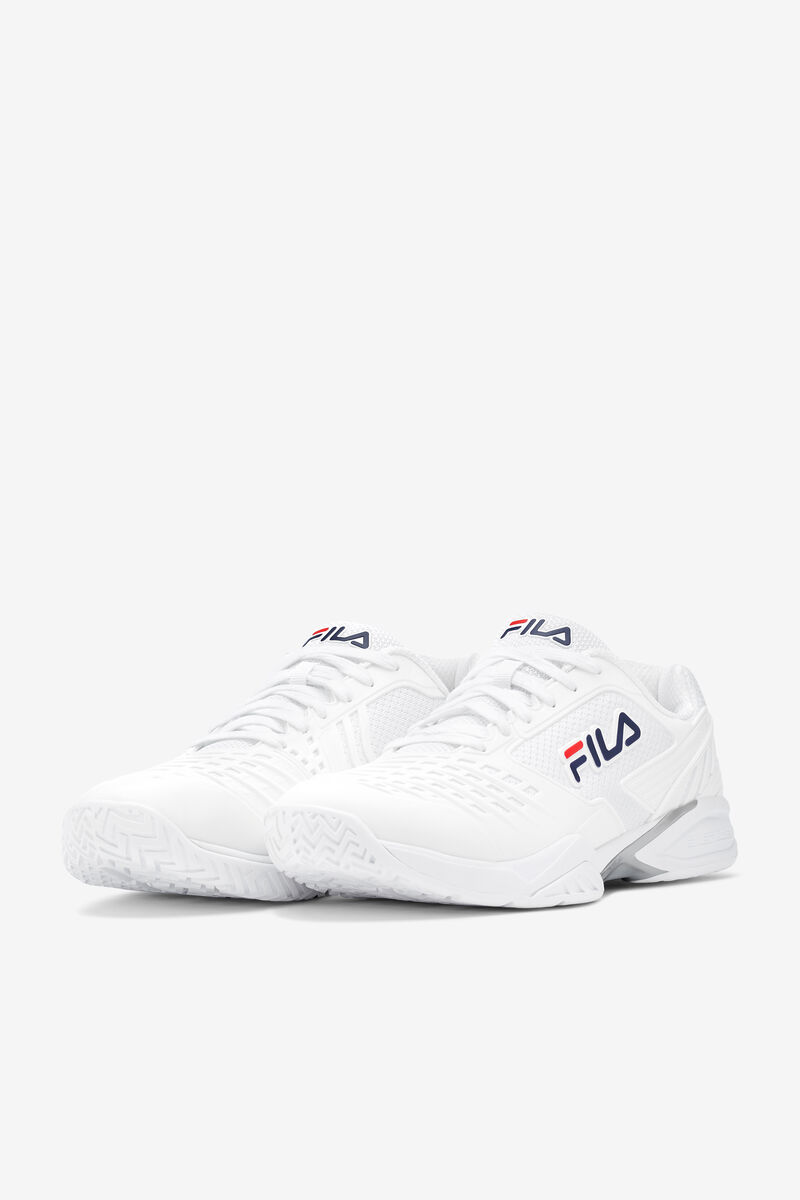 White / White / Navy Men's Fila Axilus 2 Energized Tennis Shoes | oDA4bH2OIM9