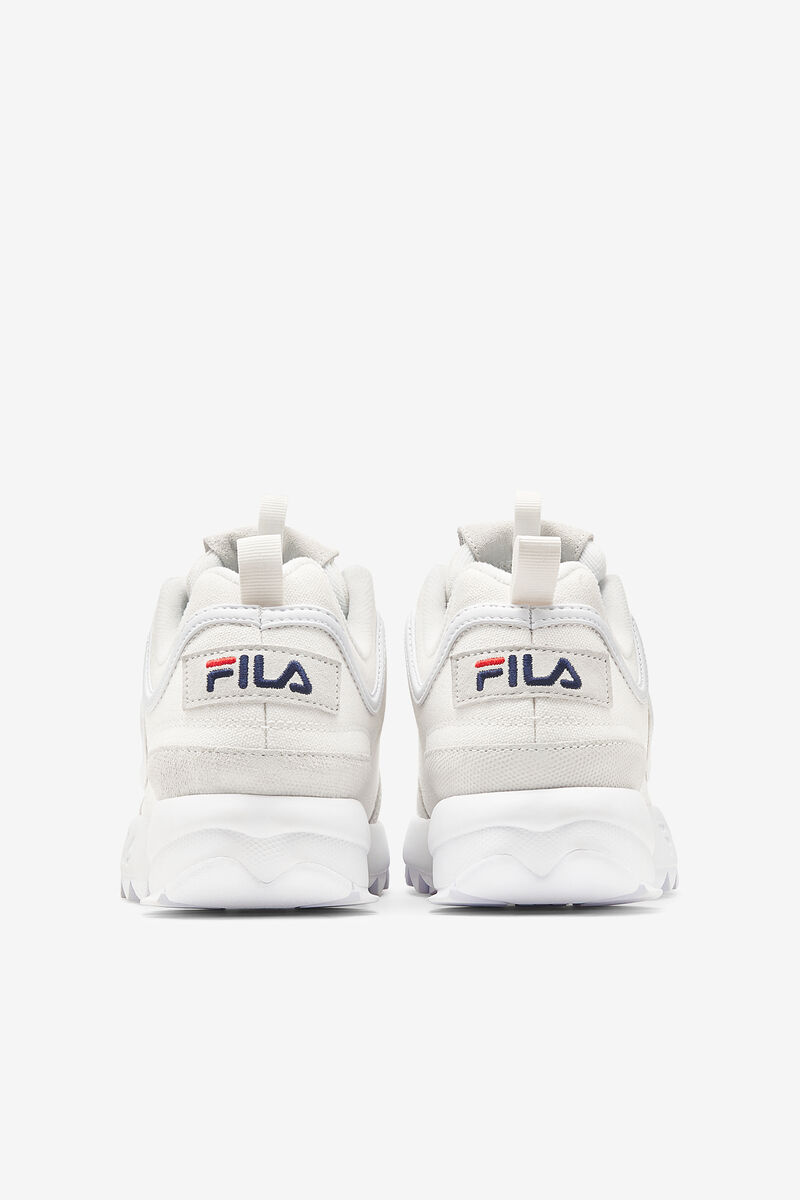 White / White / Navy Men's Fila Disruptor 2 Lab Premium White Chunky Trainers | Fila Trainers | VFeZ