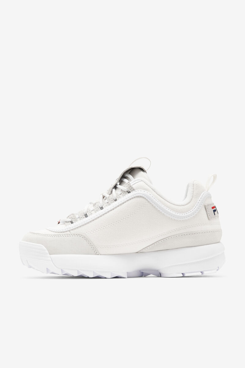 White / White / Navy Men's Fila Disruptor 2 Lab Premium White Chunky Trainers | Fila Trainers | VFeZ