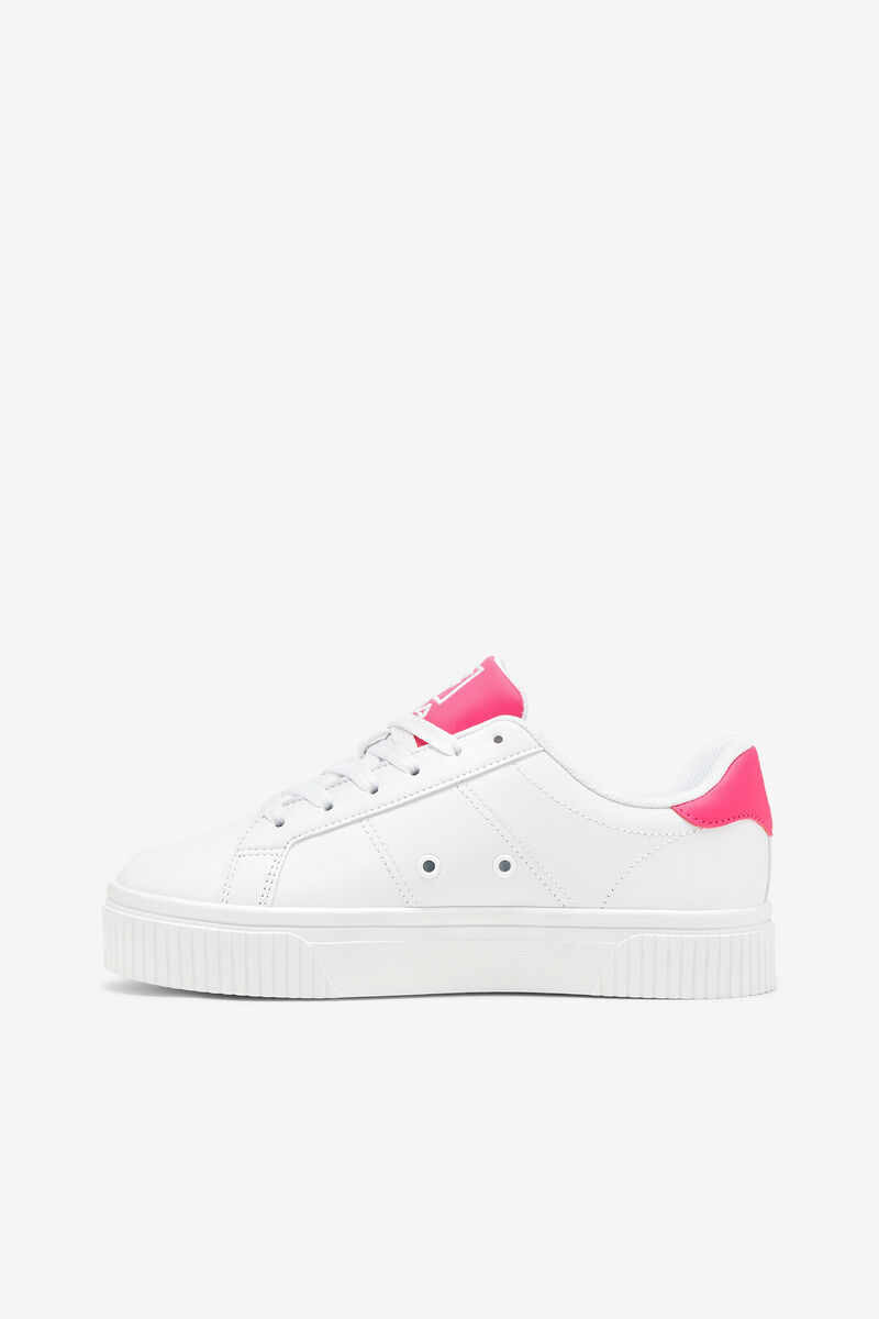 White / White / Pink Women's Fila Panache 19 Flat Shoes | osUKEWPVwPI