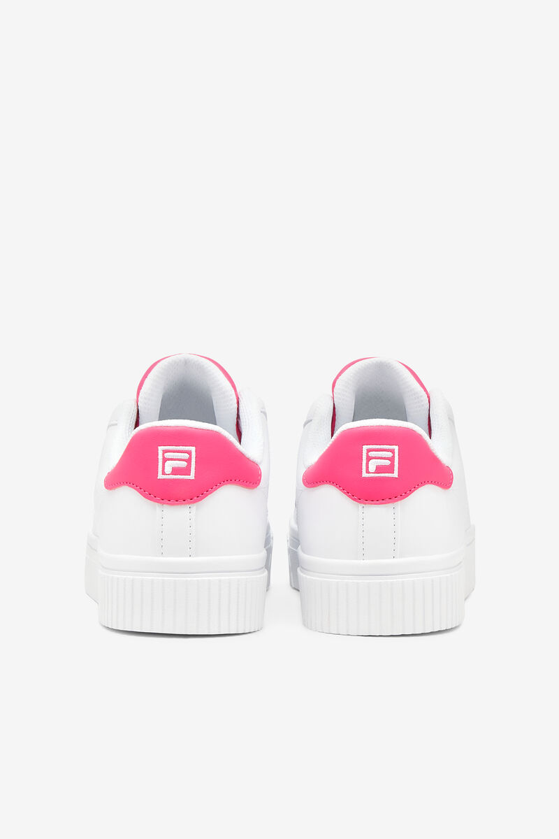 White / White / Pink Women's Fila Panache 19 Flat Shoes | osUKEWPVwPI