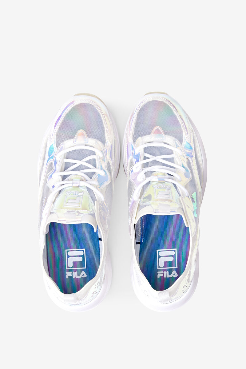 White / White Women's Fila Ray Tracer Iridescent Sport Shoes | L7FqEVynPRh