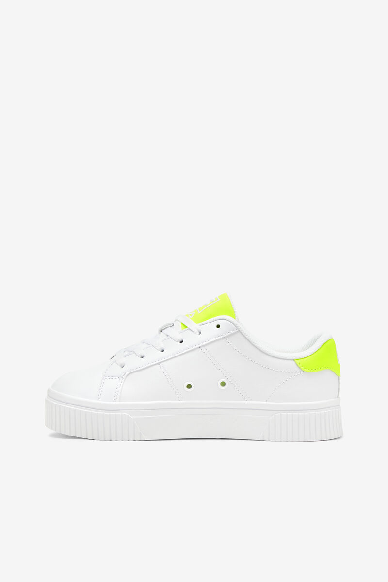 White / White / Yellow Women's Fila Panache 19 Flat Shoes | YG3ZiimWEg8