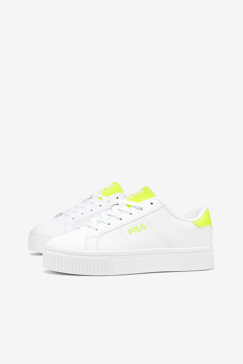 White / White / Yellow Women's Fila Panache 19 Flat Shoes | YG3ZiimWEg8