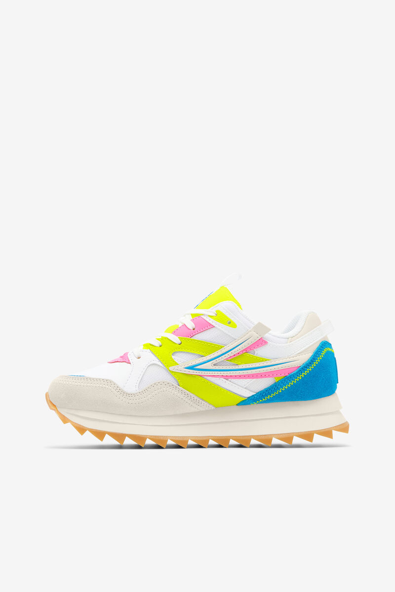 White / White / Yellow Women's Fila Sandenal Orbit Trainers | rVydUNFTauU