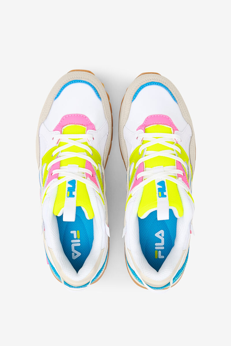 White / White / Yellow Women's Fila Sandenal Orbit Trainers | rVydUNFTauU