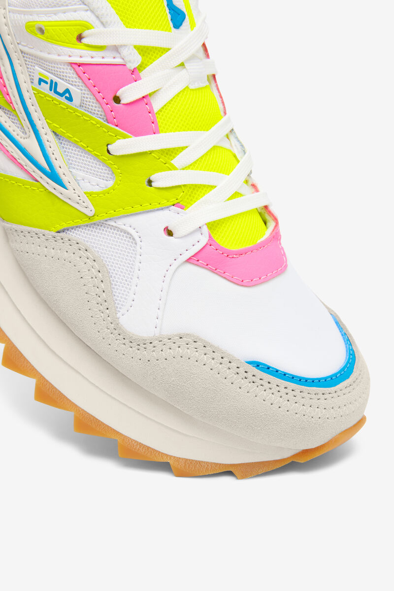 White / White / Yellow Women's Fila Sandenal Orbit Trainers | rVydUNFTauU