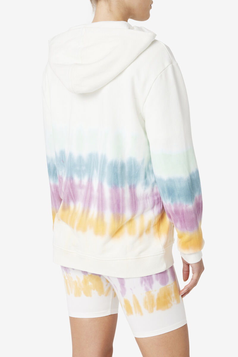 White Women's Fila Aerolynn Tie Dye Hoodie Hoodies | Y2N456ql7oH