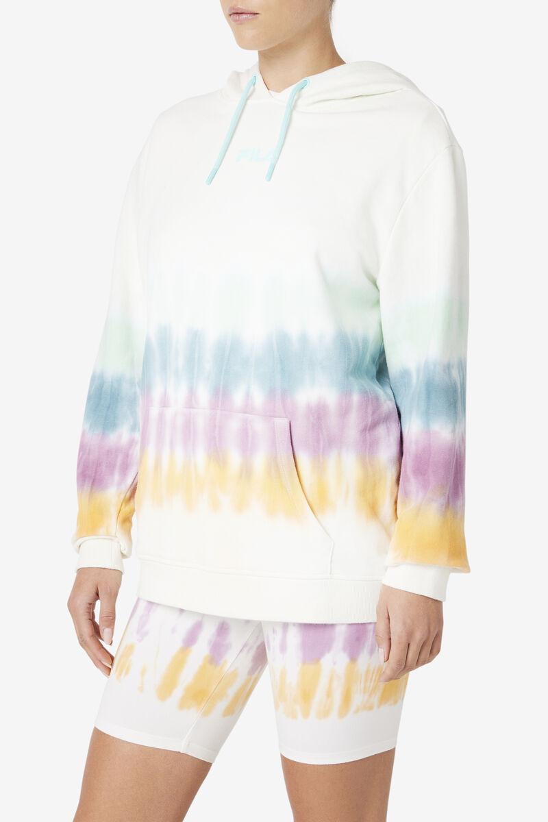 White Women's Fila Aerolynn Tie Dye Hoodie Hoodies | Y2N456ql7oH