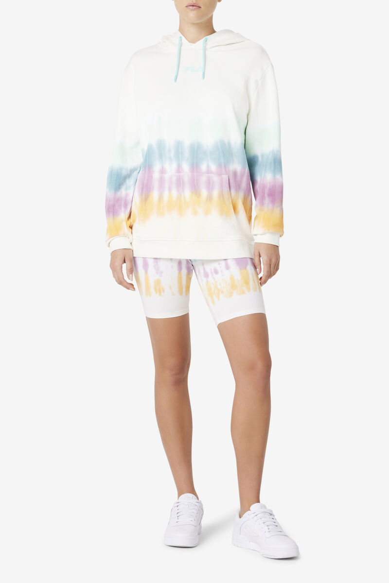 White Women's Fila Aerolynn Tie Dye Hoodie Hoodies | Y2N456ql7oH