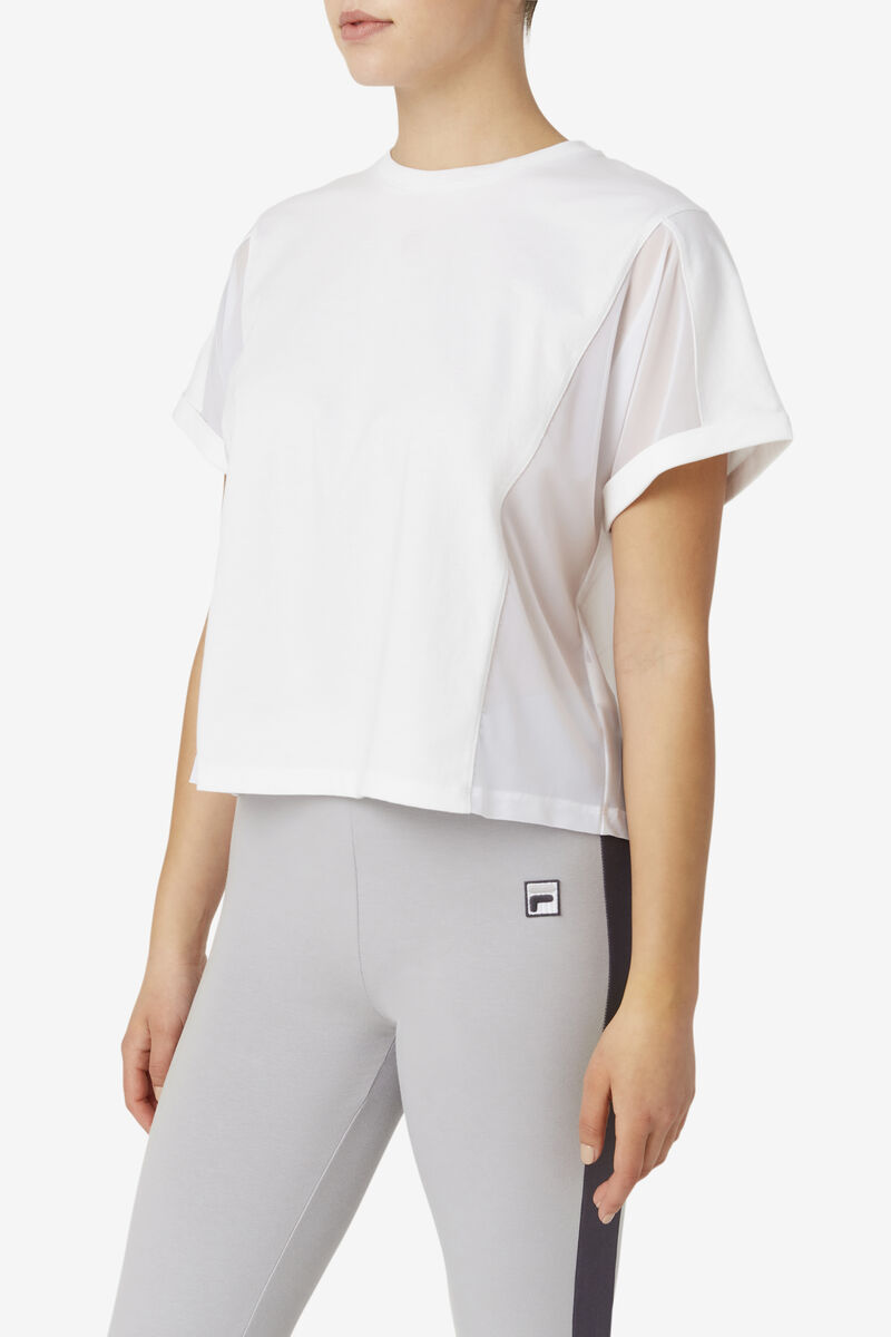 White Women's Fila Amytis Mesh Panel T Shirts | kTOKDkaWt5K