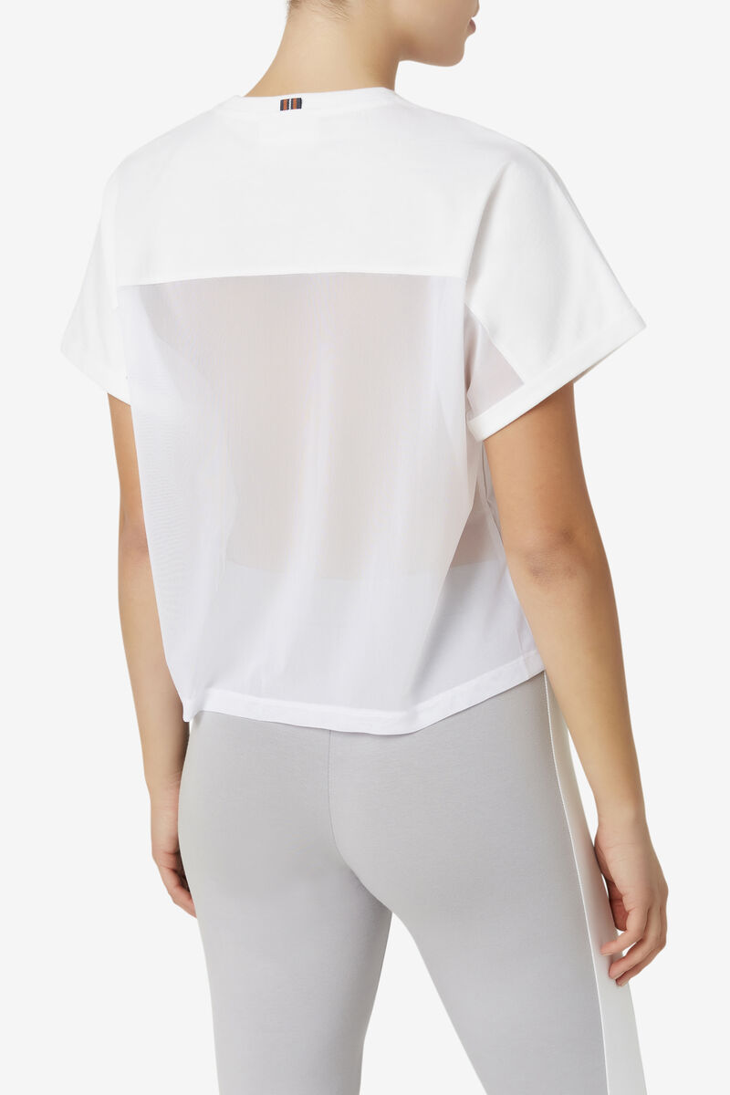 White Women's Fila Amytis Mesh Panel T Shirts | kTOKDkaWt5K