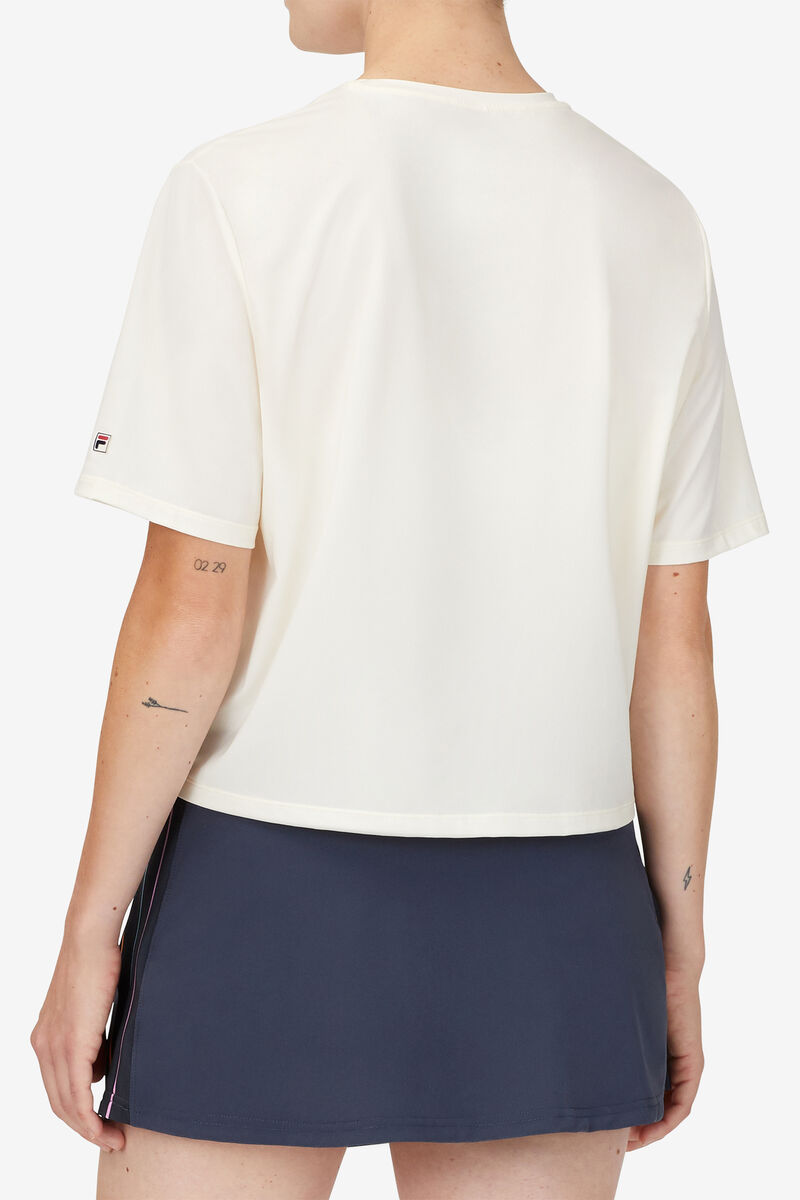 White Women's Fila Cross Court Graphic T Shirts | Kx2fCESNTej