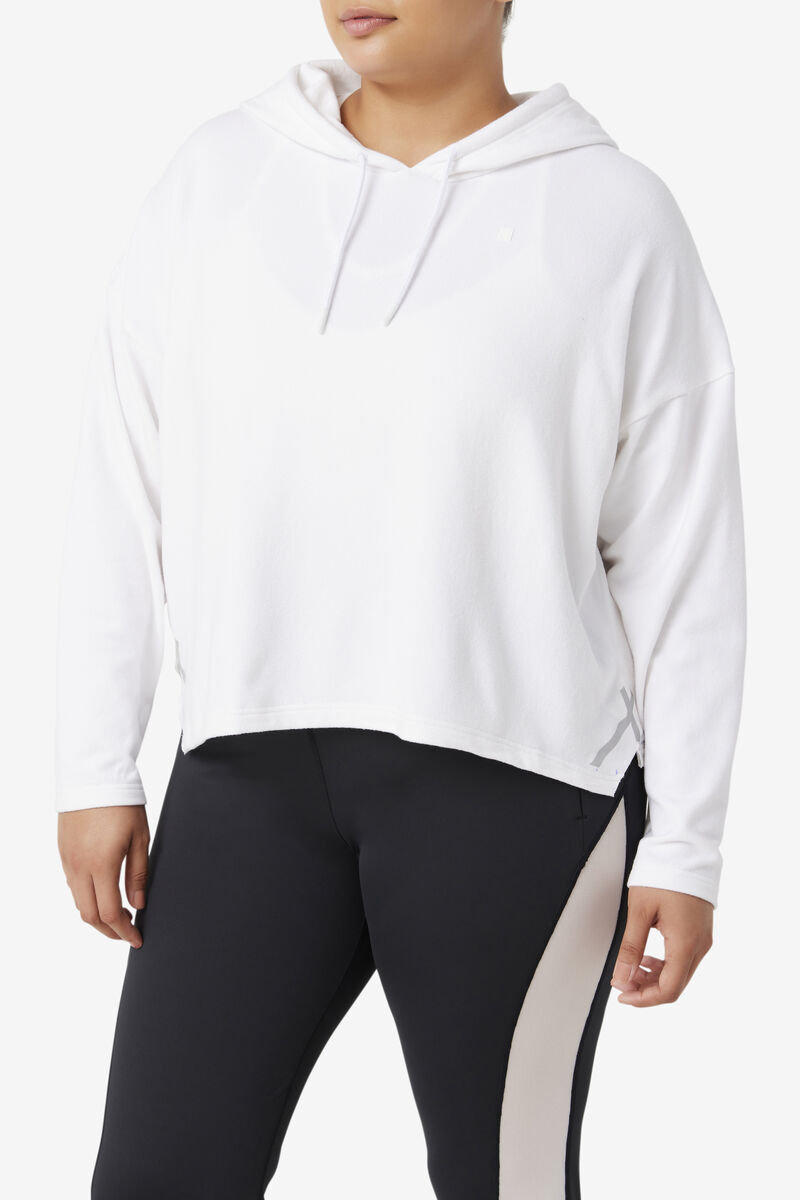 White Women's Fila Fi-lux Cropped Hoodie Hoodies | NtsCKrpIOBc