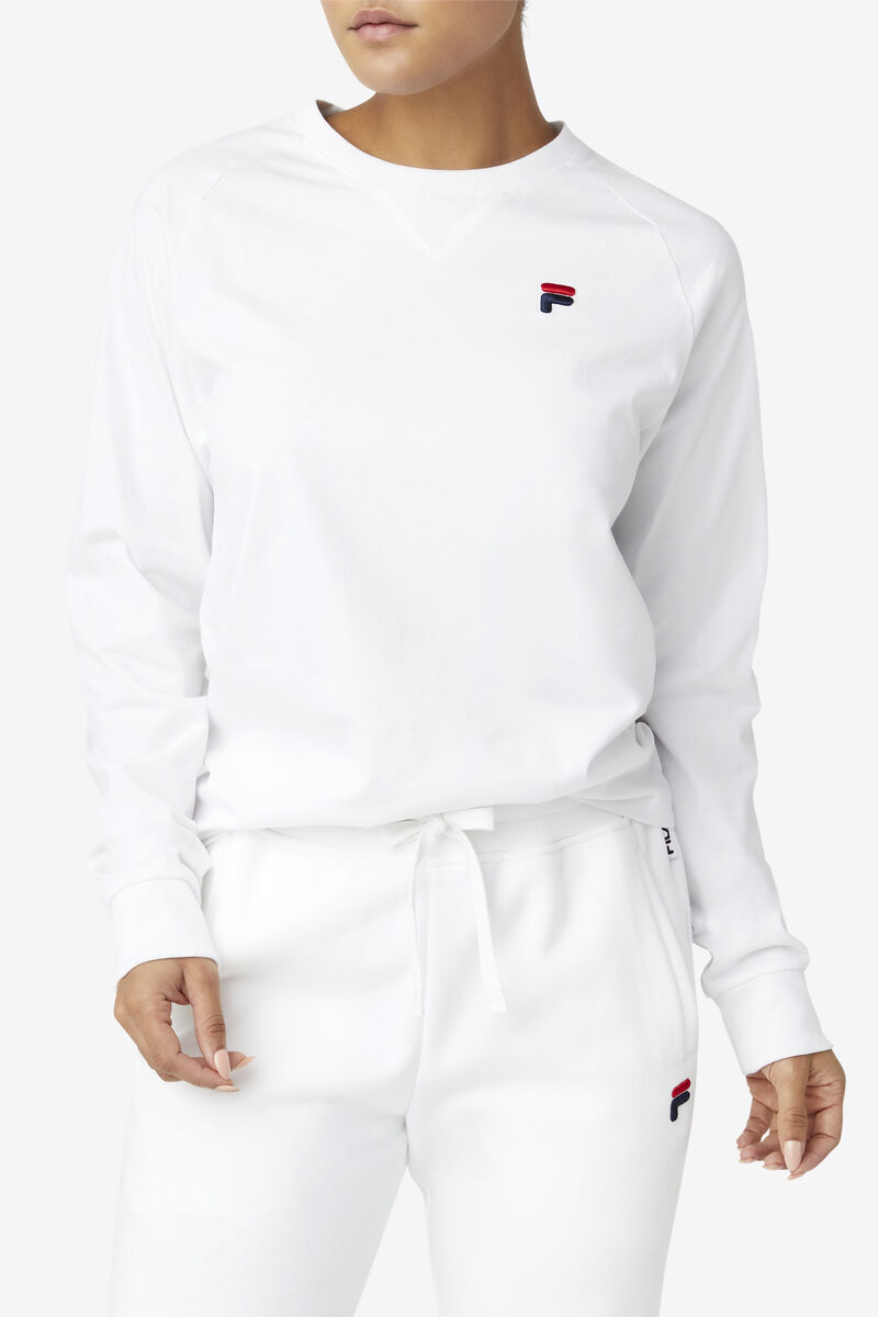 White Women's Fila Flynn Long Sleeve Shirt | u3bYhQb9qDP