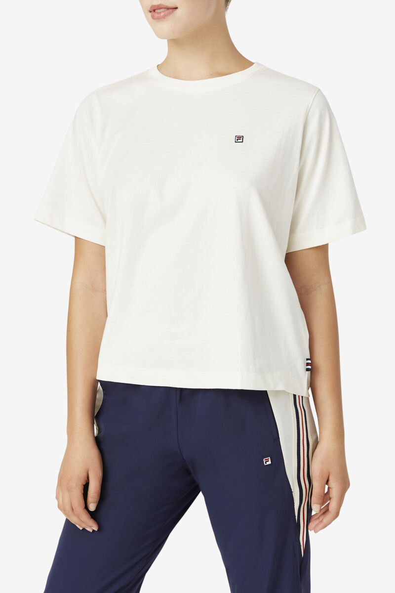 White Women's Fila Mirra Cropped T Shirts | PMZ62GxfRA8