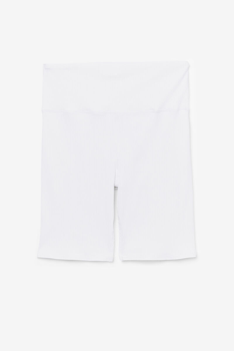 White Women\'s Fila Ribbed Essentials | Cam High Rise Bike Short Shorts | DWuEsUjUKku