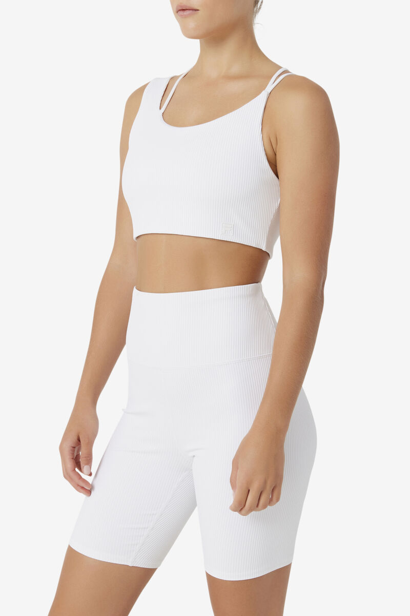 White Women's Fila Ribbed Essentials | na Bra Top T Shirts | mNgtNUKfVvn