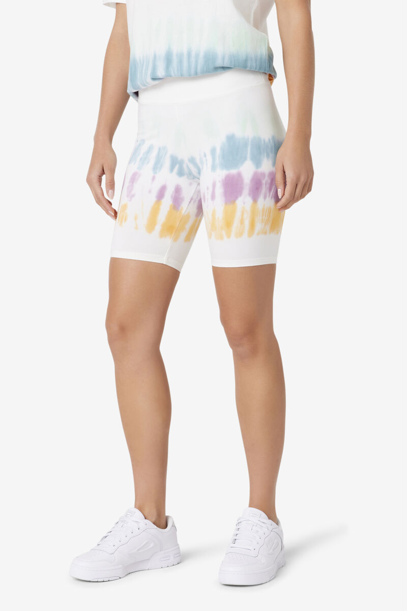 White Women's Fila Taima Tie Dye Bike Short Shorts | 5azb5IkoOJO