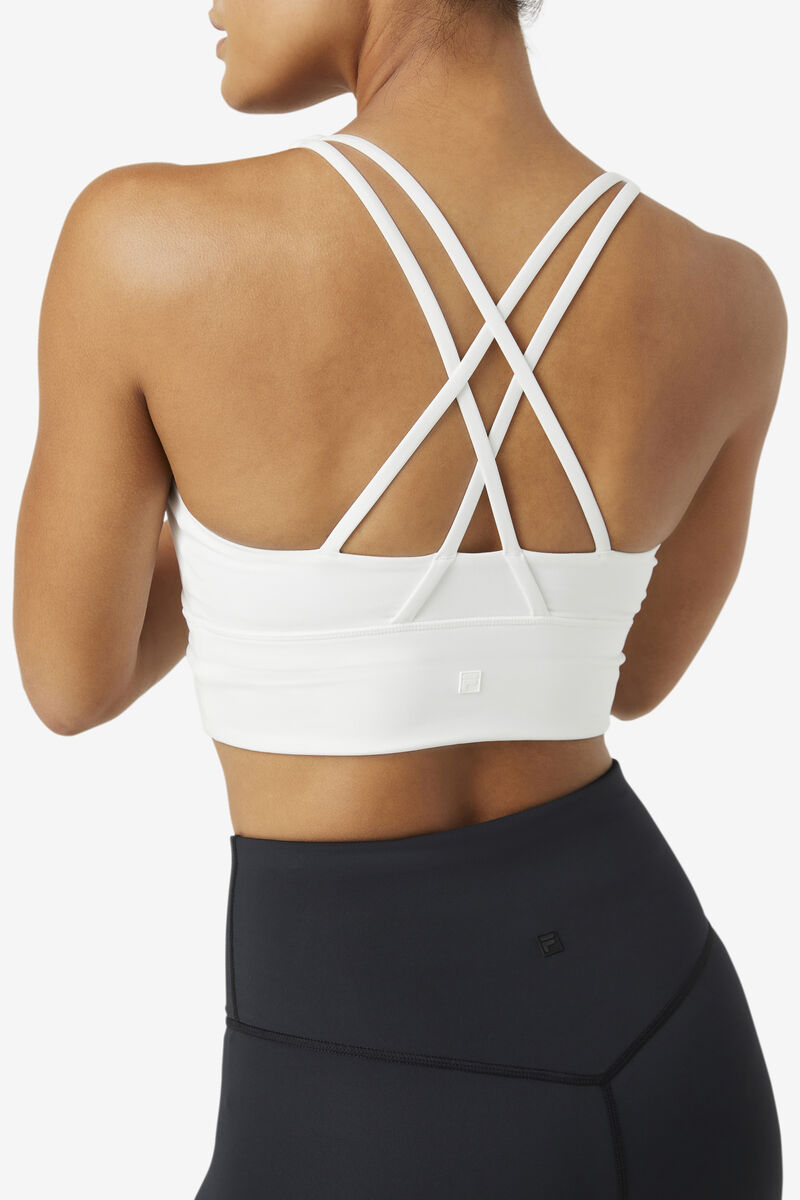 White Women's Fila Uplift Cross Back Bra Top Sports Bra | 9tIFtGMOFoT