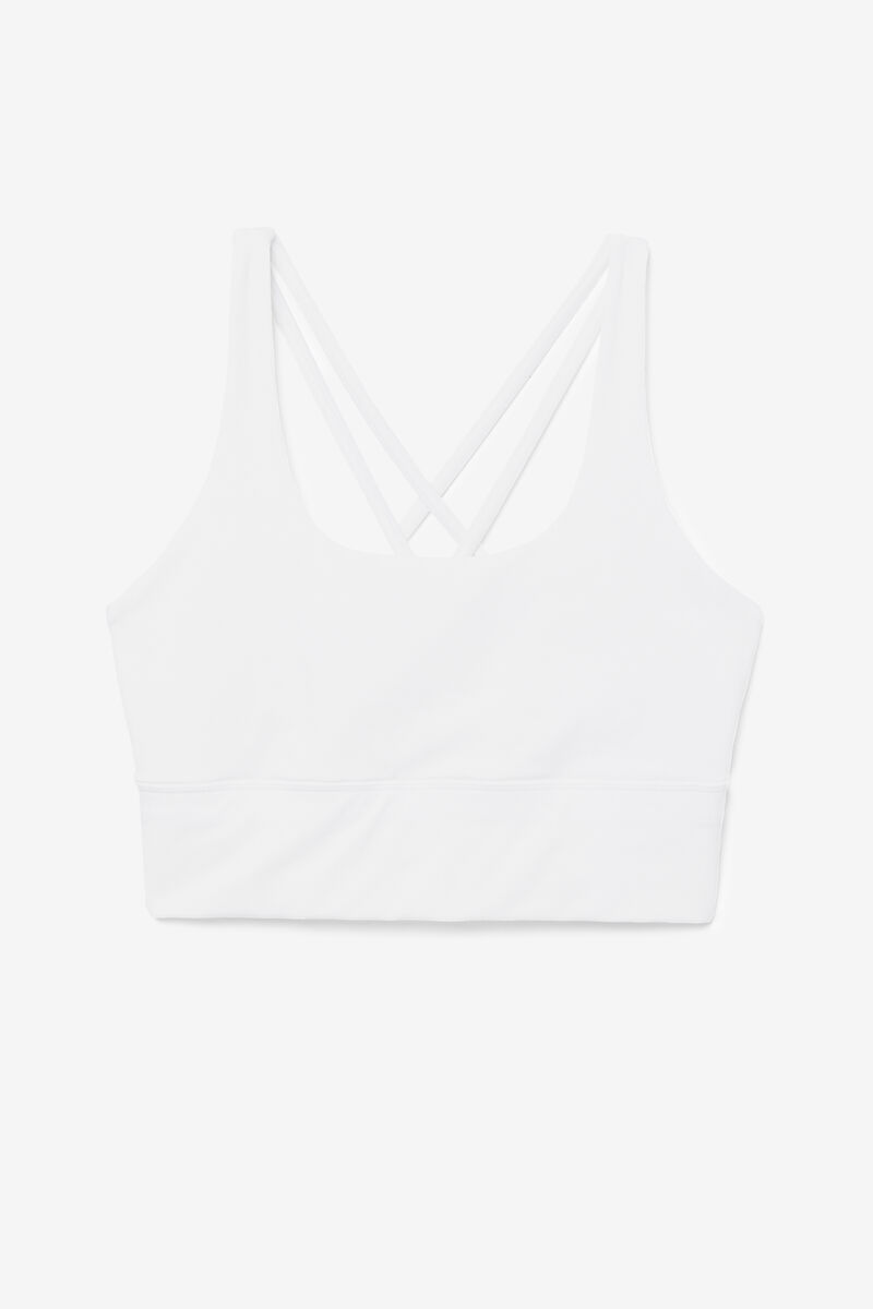 White Women\'s Fila Uplift Cross Back Bra Top Sports Bra | 9tIFtGMOFoT