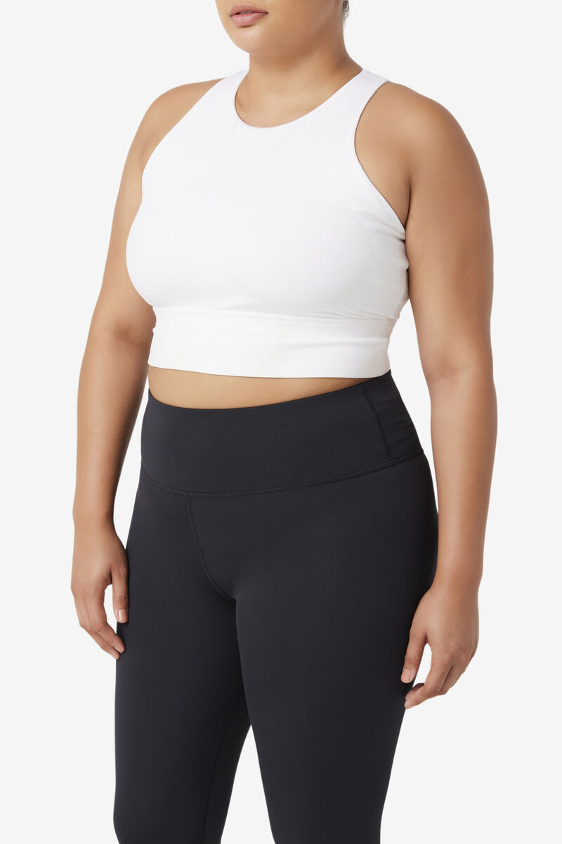 White Women's Fila Uplift High Neck Sports Bra Sports Bra | IzUbweAf8Sx