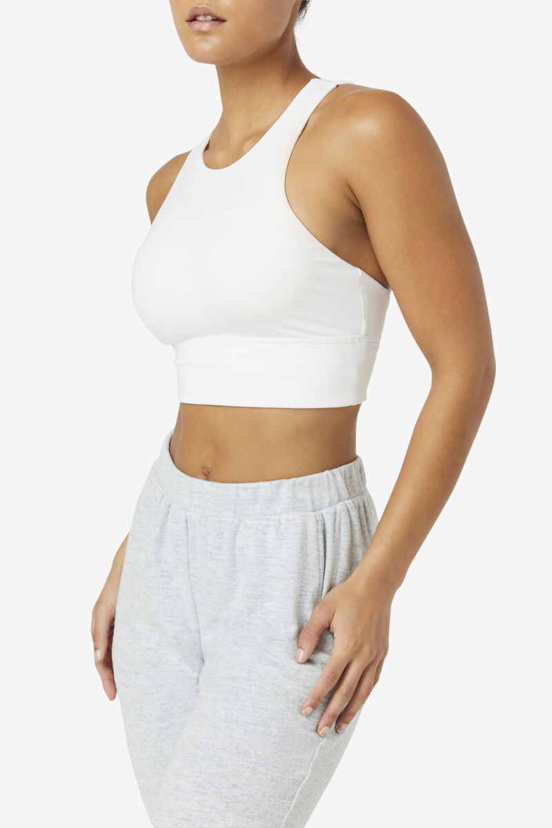 White Women's Fila Uplift High Neck Sports Bra Sports Bra | qf8qPg8cicS