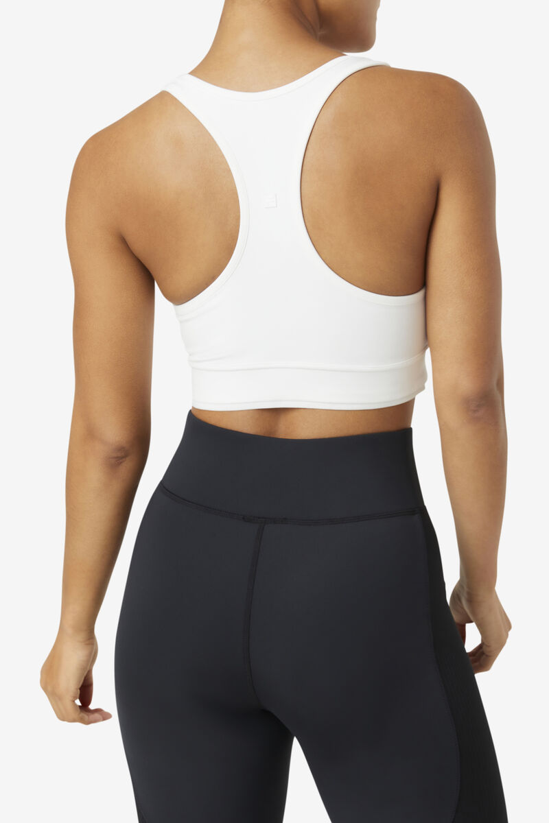 White Women's Fila Uplift Racerback Bra Top Sports Bra | lpmXxFJpJPQ