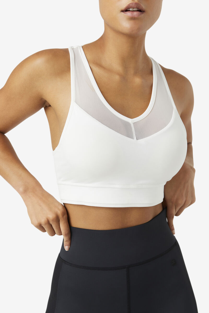 White Women's Fila Uplift Racerback Bra Top Sports Bra | lpmXxFJpJPQ