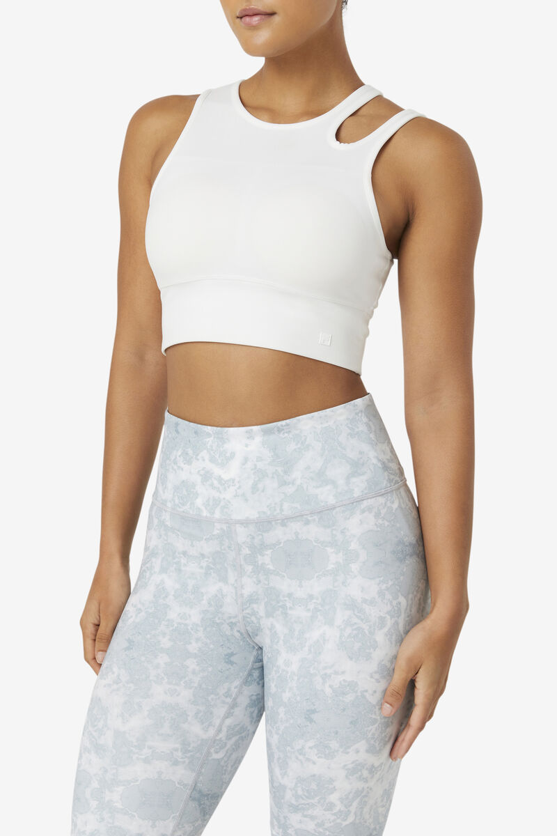 White Women's Fila Uplift Slice Crop Bra Top Sports Bra | 28rchKqYIMl