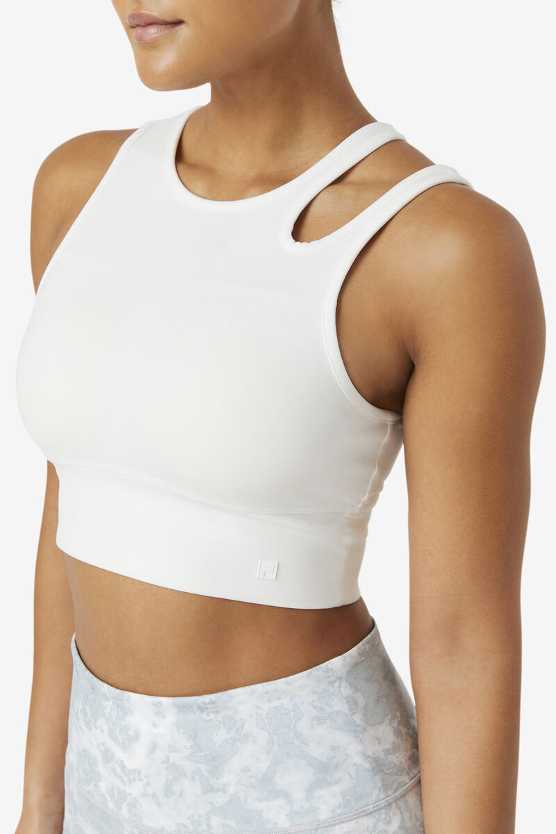 White Women's Fila Uplift Slice Crop Bra Top Sports Bra | 28rchKqYIMl