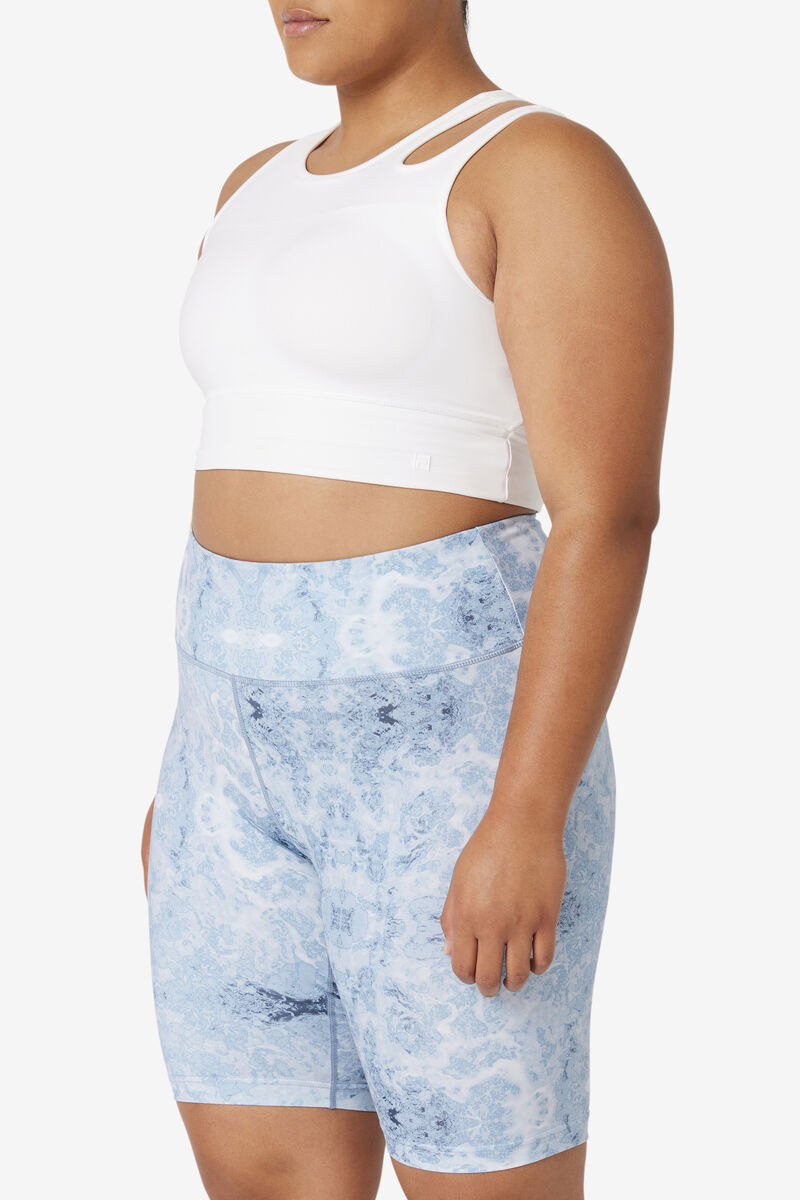 White Women's Fila Uplift Slice Crop Bra Top Sports Bra | qPLGWDzUm2M