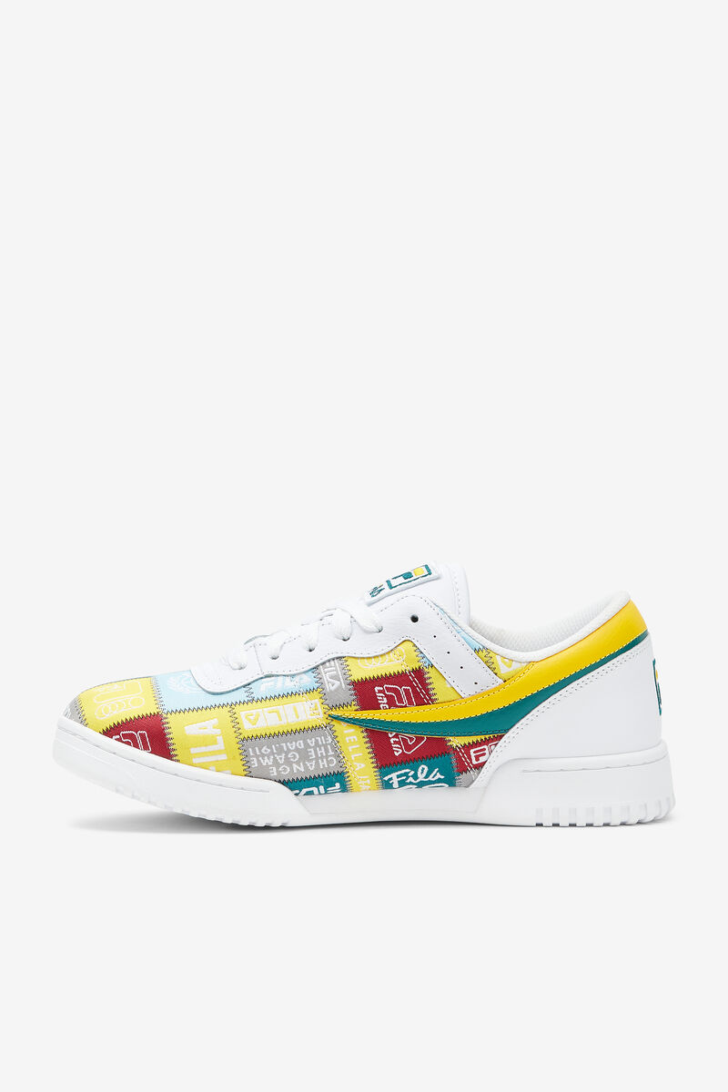 White / Yellow Men's Fila Original Fitness Patchwork Low Top Shoes | Fila Trainers | 3zKxmJuFf7Q