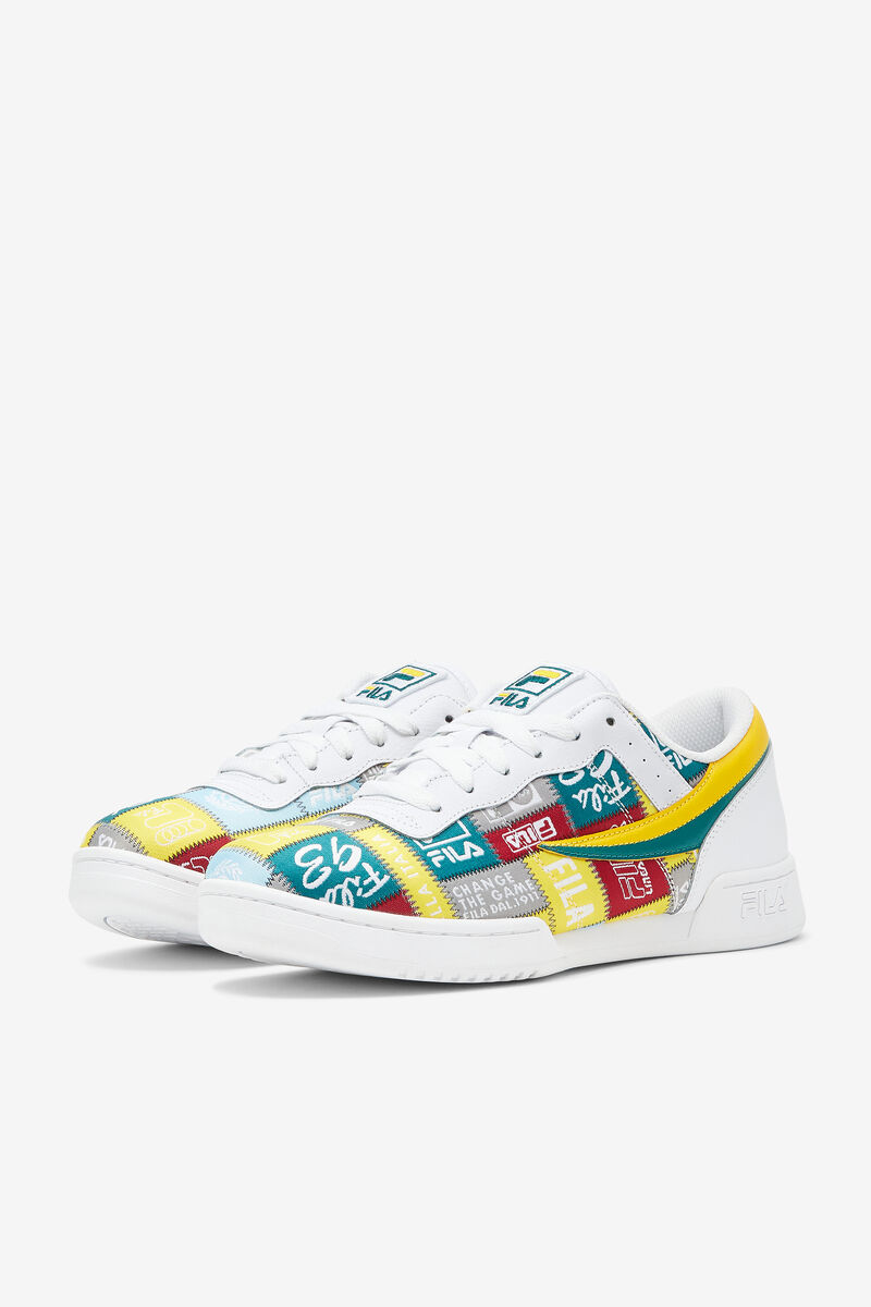 White / Yellow Men's Fila Original Fitness Patchwork Low Top Shoes | Fila Trainers | 3zKxmJuFf7Q