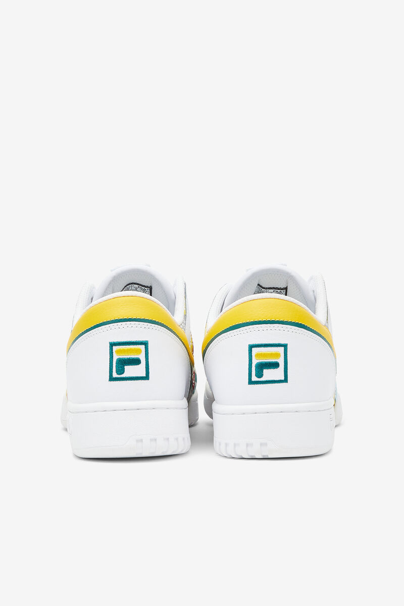 White / Yellow Men's Fila Original Fitness Patchwork Flat Shoes | Rjqq9K6P2nw