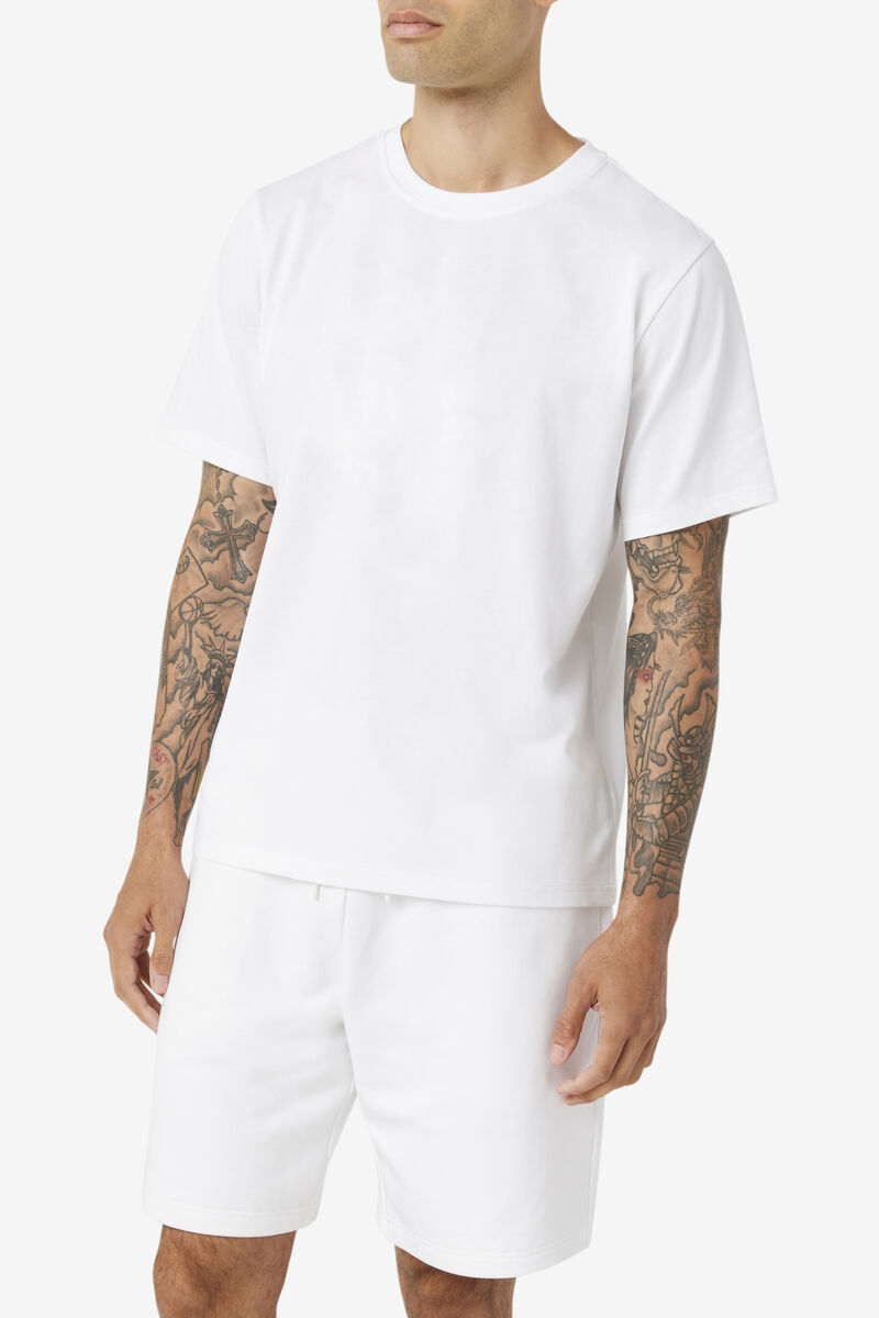 White / Yellow Men's Fila Vinny T Shirts | JWhDedEOF7E