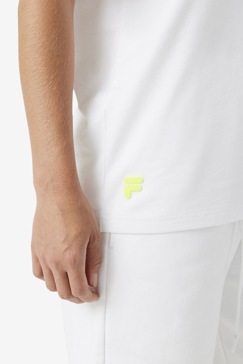 White / Yellow Men's Fila Vinny T Shirts | JWhDedEOF7E