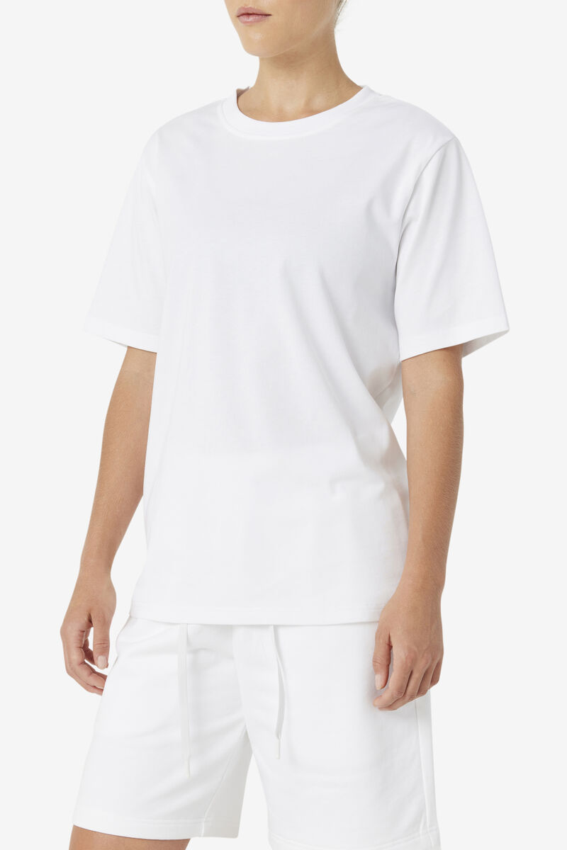 White / Yellow Men's Fila Vinny T Shirts | JWhDedEOF7E