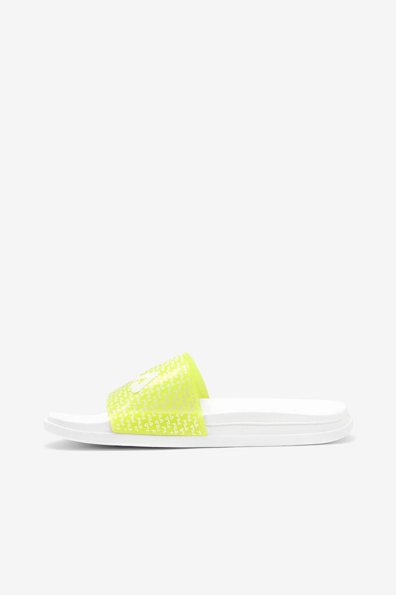 White / Yellow / White Women's Fila Drifter Luxe Repeat Sandals | 1YxLc1t2nTL