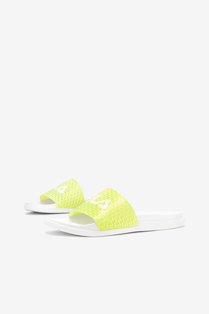 White / Yellow / White Women's Fila Drifter Luxe Repeat Sandals | 1YxLc1t2nTL