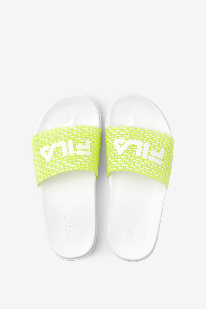 White / Yellow / White Women's Fila Drifter Luxe Repeat Sandals | 1YxLc1t2nTL