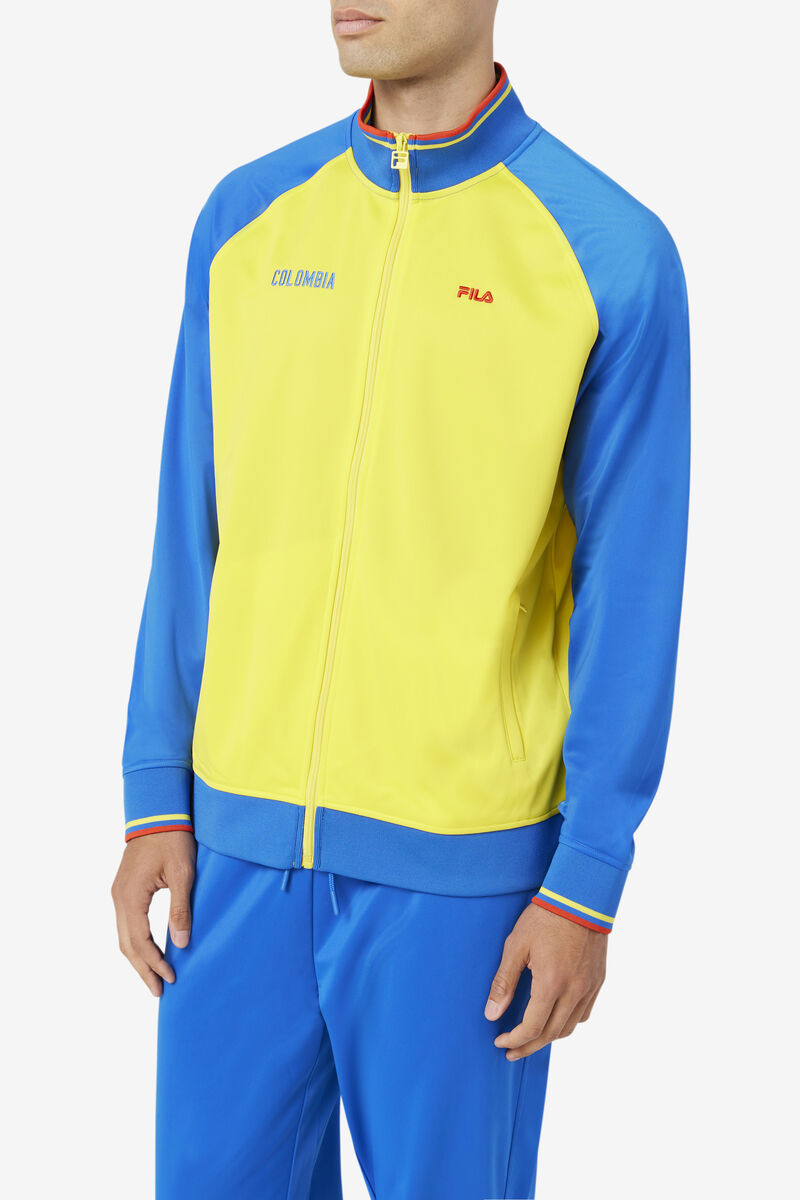 Yellow / Blue / Red Men's Fila Colombia Track Jacket Tracksuits | lvGLn5yC2pI