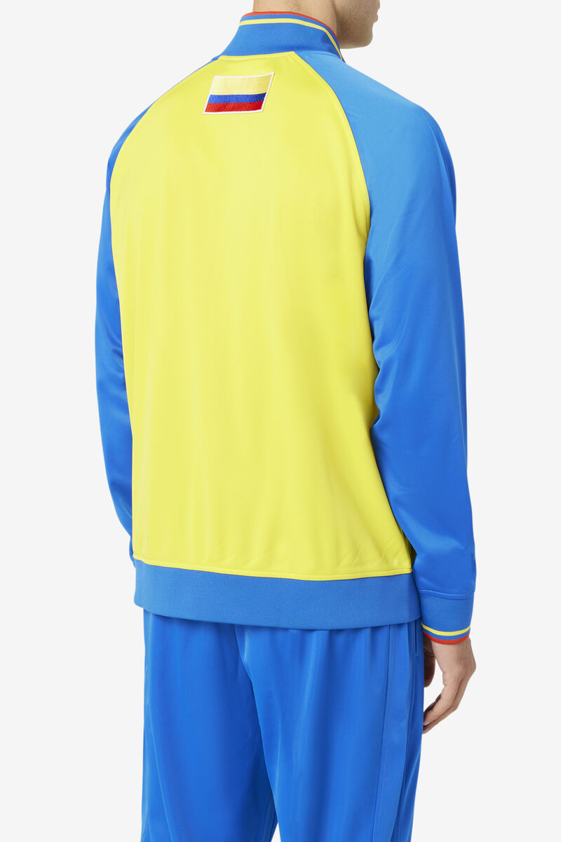 Yellow / Blue / Red Men's Fila Colombia Track Jacket Tracksuits | lvGLn5yC2pI