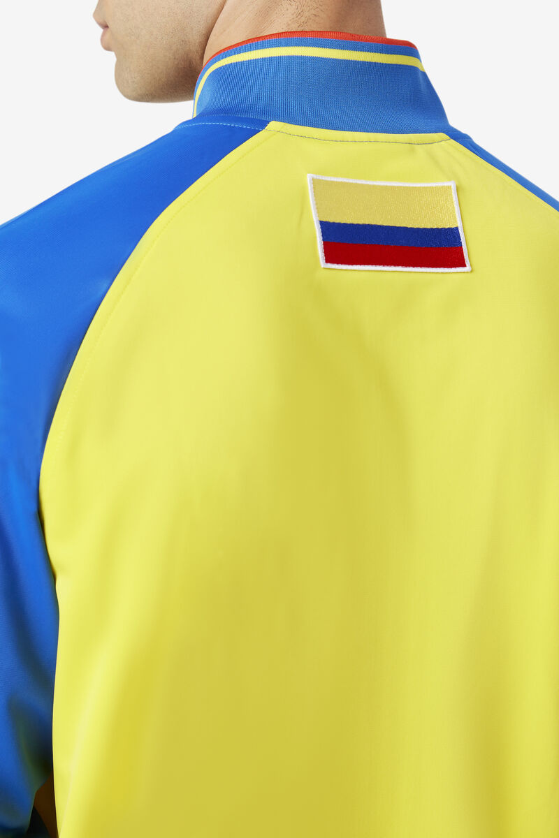 Yellow / Blue / Red Men's Fila Colombia Track Jacket Tracksuits | lvGLn5yC2pI