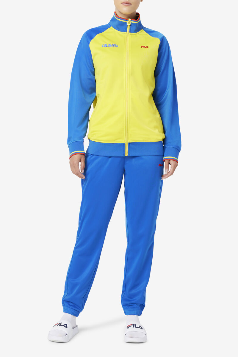 Yellow / Blue / Red Men's Fila Colombia Track Jacket Tracksuits | lvGLn5yC2pI